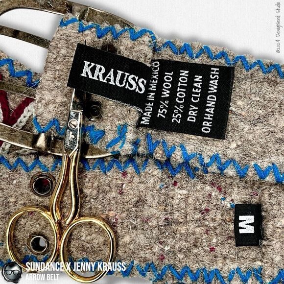 SUNDANCE X JENNY KRAUSS EMBROIDERED WOOL ARROW BELT VINTAGE 2015 HANDMADE M/L - Picture 9 of 12